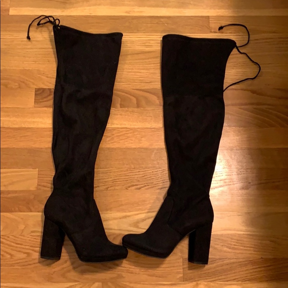 Over the Knee Black Suede Boots
